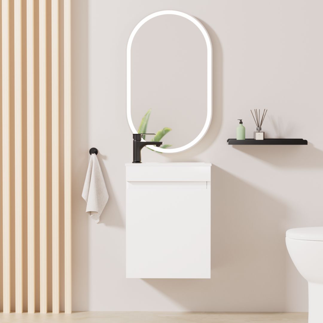Kometmöbel Gäste-WC Waschtisch Set 40cm Hochglanz Weiß