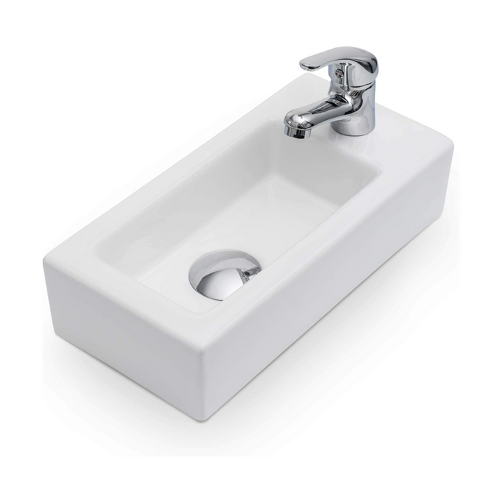 Kometmöbel Hänge- oder Aufsatz Keramik Waschbecken 36.5x18x9cm Hahnloch Rechts