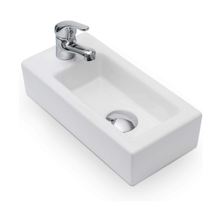 Kometmöbel Hänge- oder Aufsatz Keramik Waschbecken 36.5x18x9cm Hahnloch Links