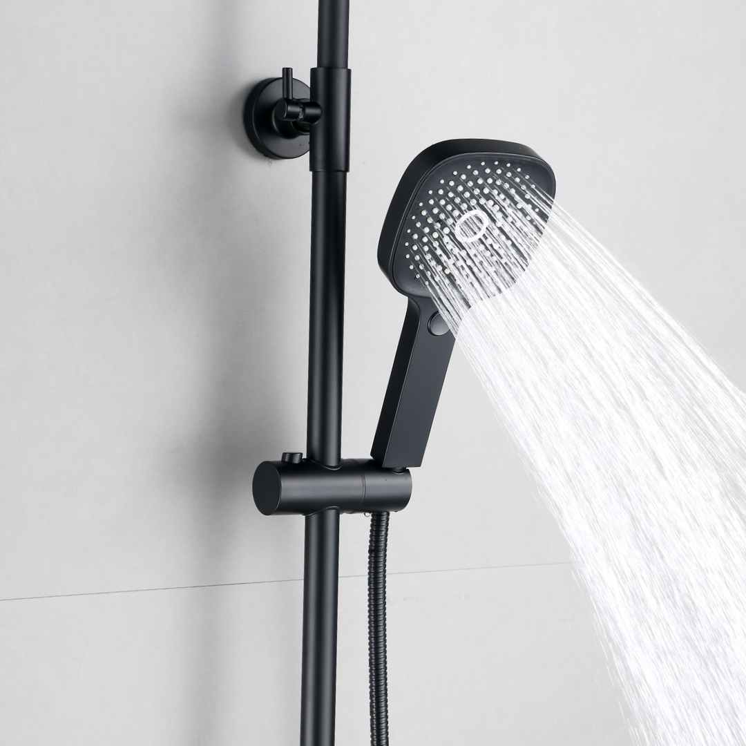 Duschsystem mit Thermostat, 30cm Rund Regendusche Duschkopf Schwaz