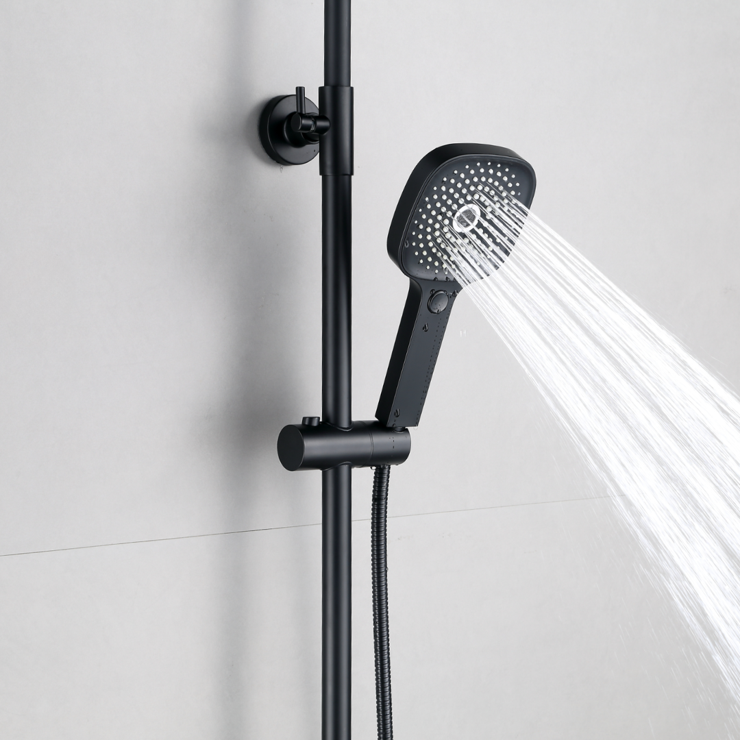Duschsystem mit Thermostat, 30cm Rund Regendusche Duschkopf Schwaz