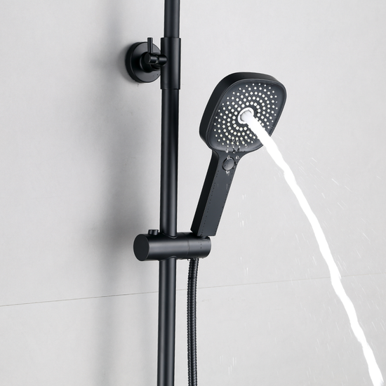 Duschsystem mit Thermostat, 30cm Rund Regendusche Duschkopf Schwaz