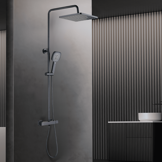 Duschsystem mit Thermostat, 30cm Rund Regendusche Duschkopf Schwaz