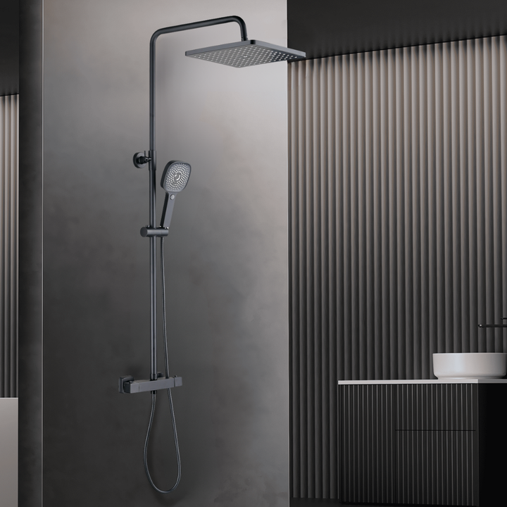 Duschsystem mit Thermostat, 30cm Rund Regendusche Duschkopf Schwaz