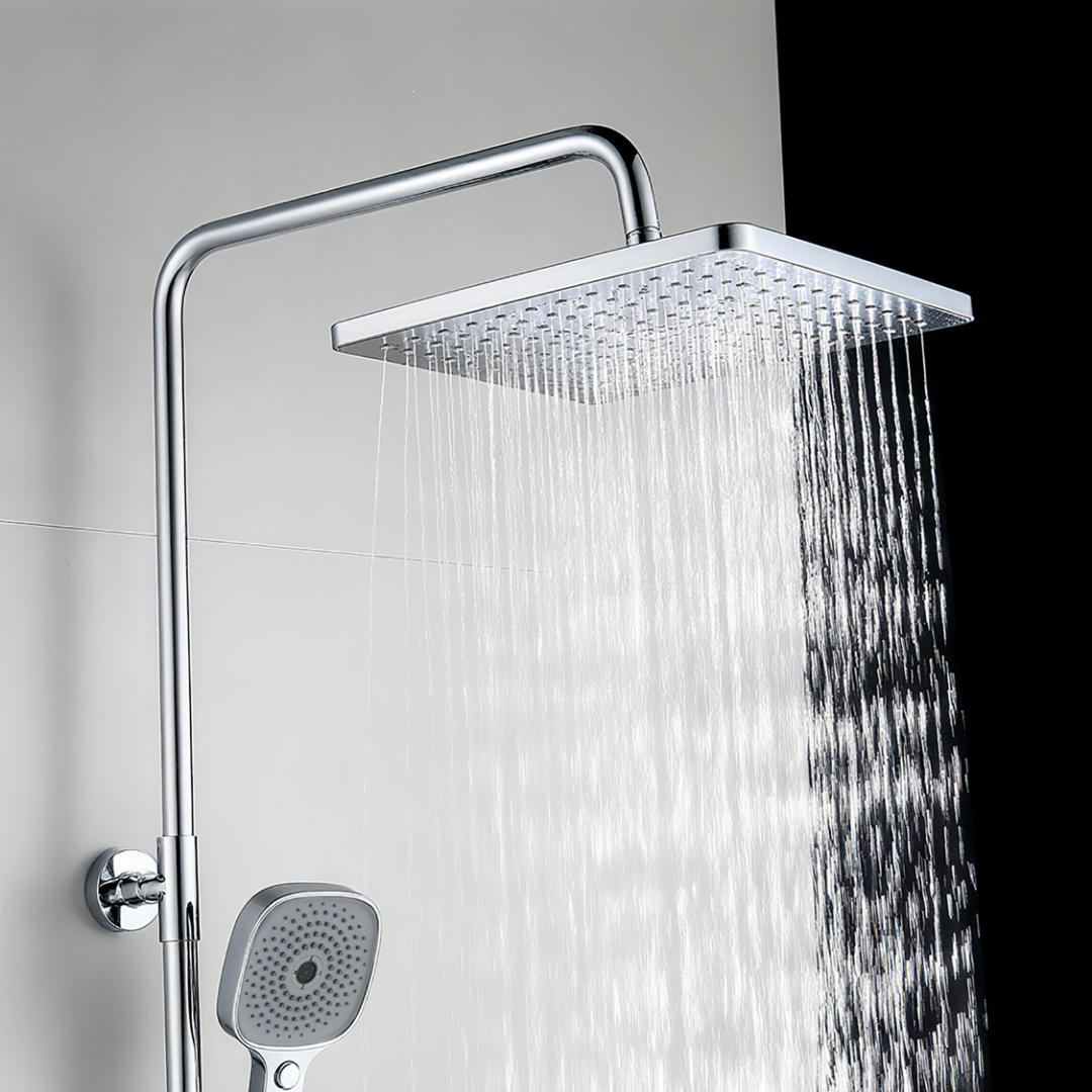 Duschsystem mit Thermostat, 30cm Rund Regendusche Duschkopf Chrom