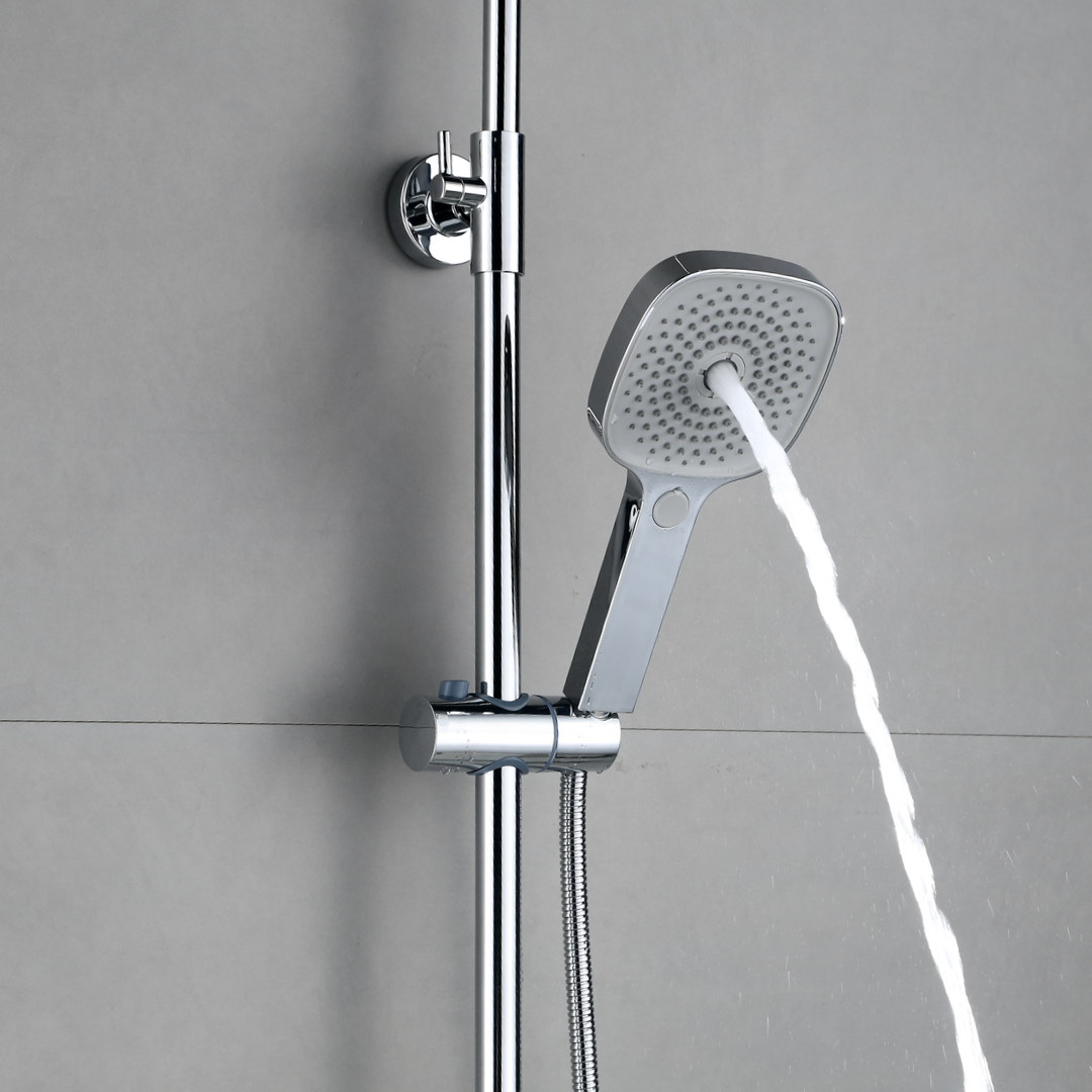 Duschsystem mit Thermostat, 30cm Rund Regendusche Duschkopf Chrom