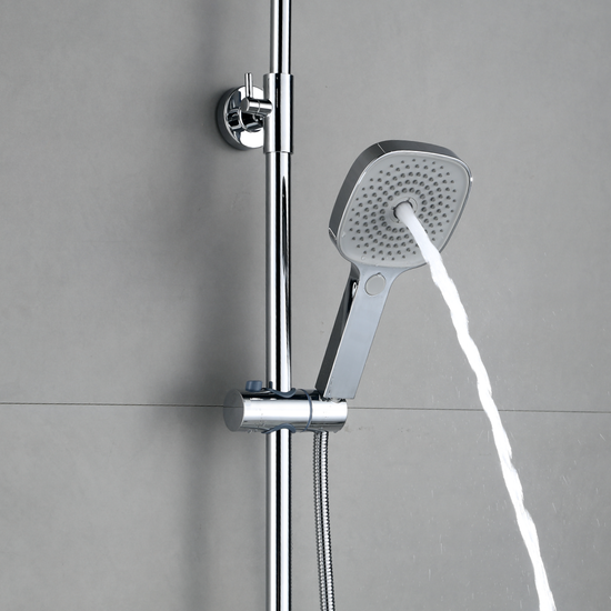 Duschsystem mit Thermostat, 30cm Rund Regendusche Duschkopf Chrom