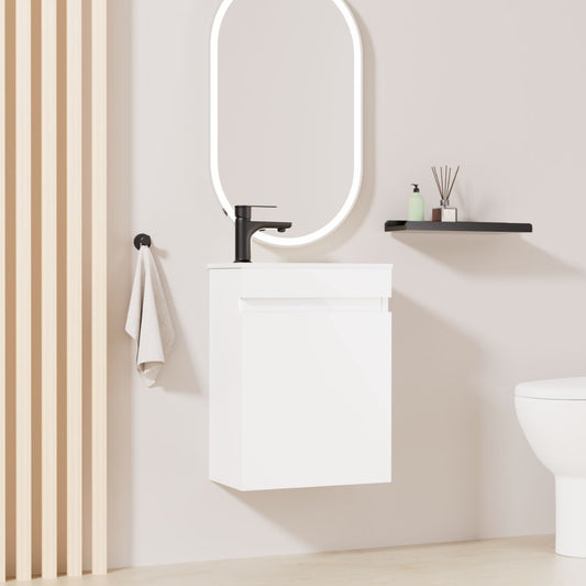 Kometmöbel Gäste-WC Waschtisch Set 40cm Hochglanz Weiß