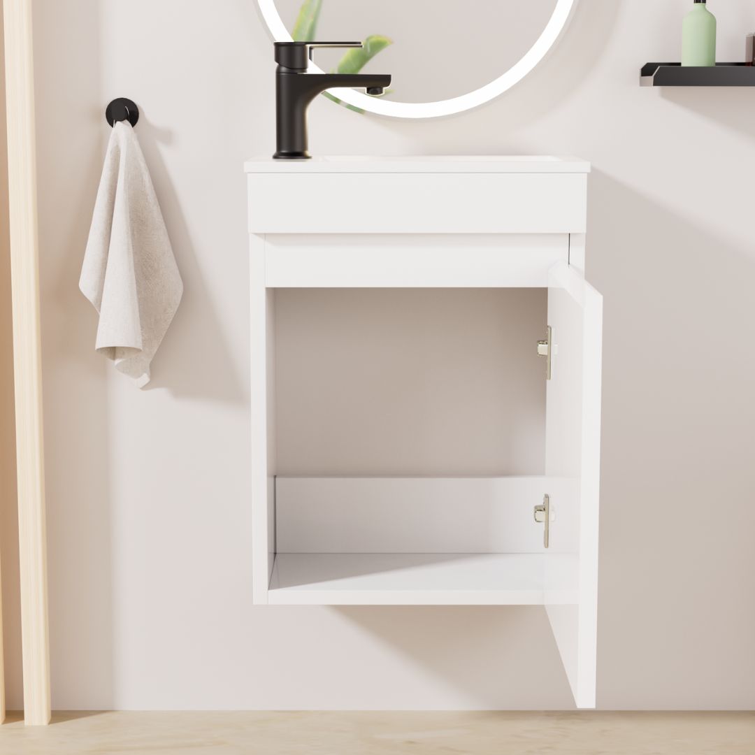Kometmöbel Gäste-WC Waschtisch Set 40cm Hochglanz Weiß