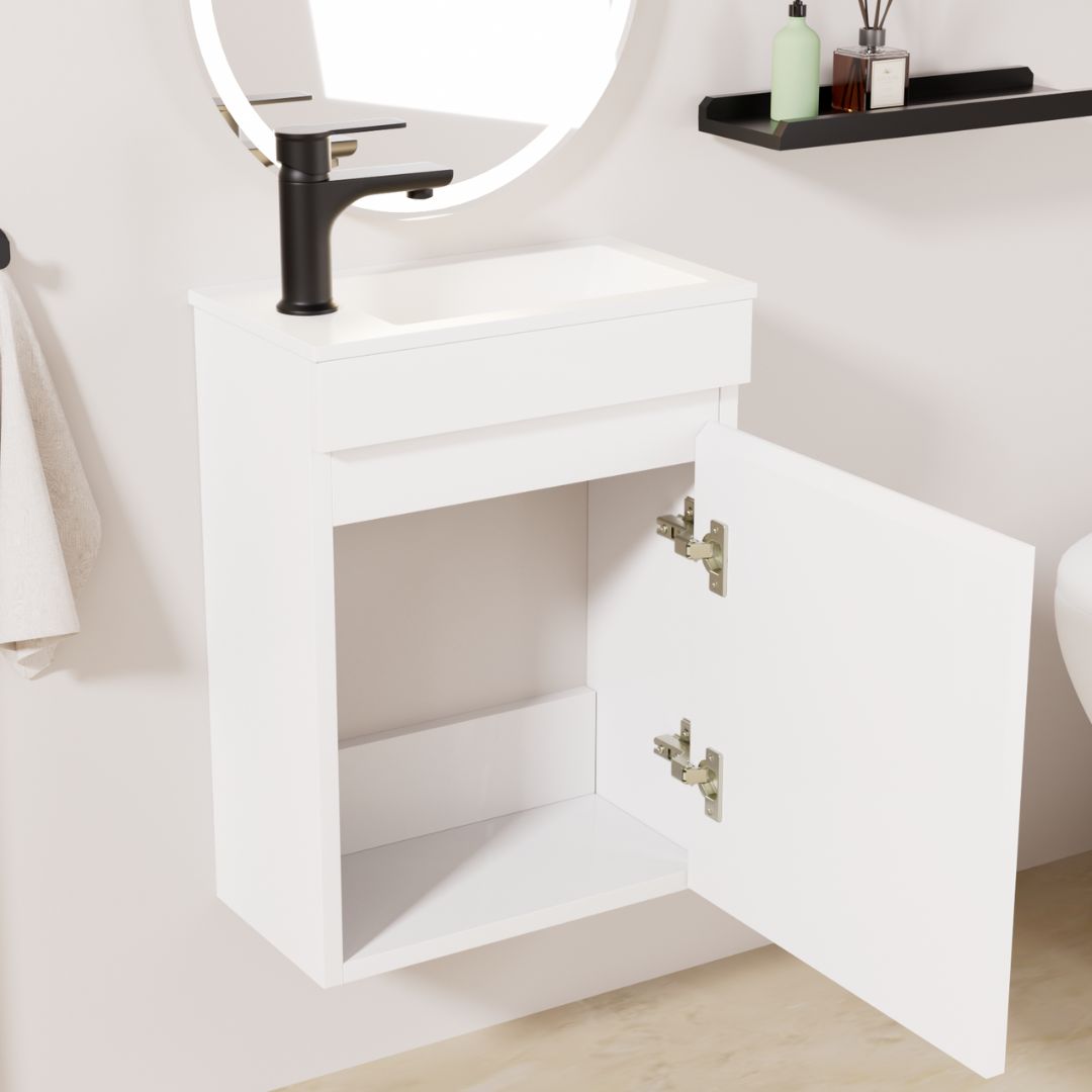 Kometmöbel Gäste-WC Waschtisch Set 40cm Hochglanz Weiß