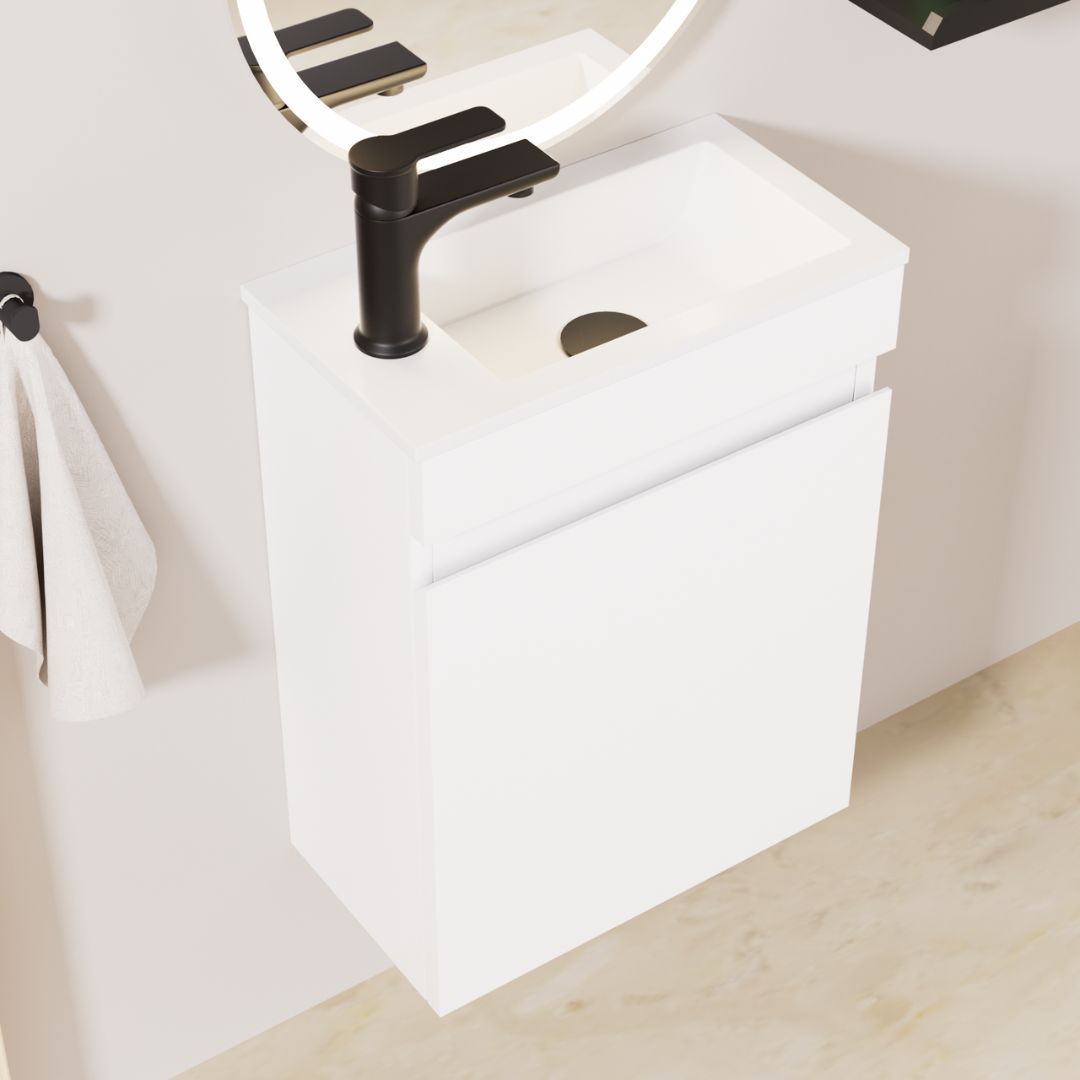Kometmöbel Gäste-WC Waschtisch Set 40cm Hochglanz Weiß