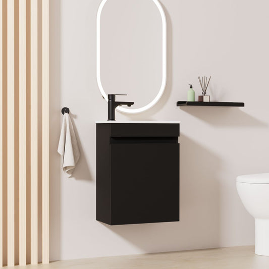 Kometmöbel Gäste-WC Waschtisch Set 40cm Matt Schwarz