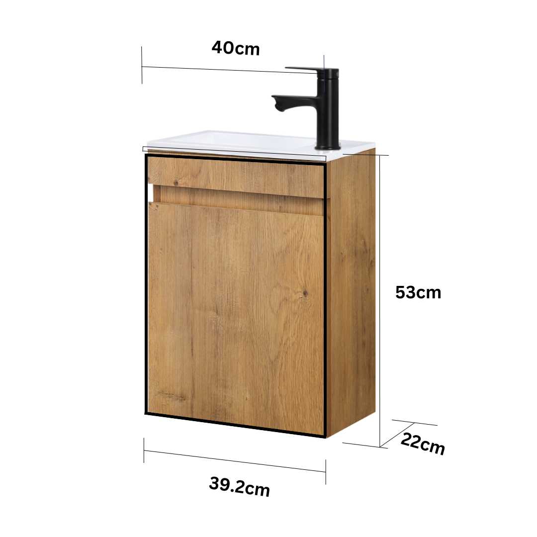 MINO Gäste-WC Waschtisch Set 40cm Eiche