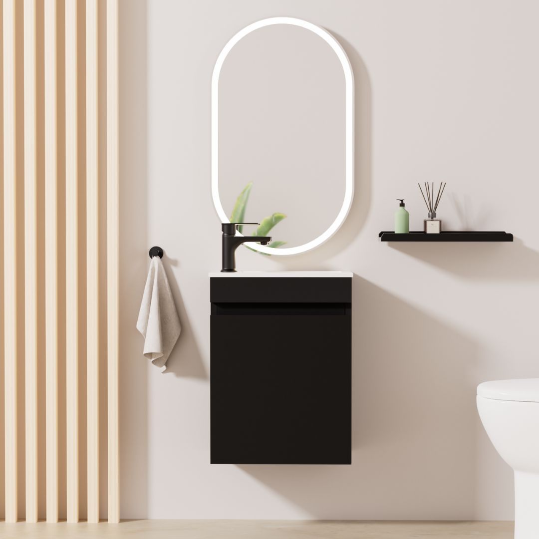 MINO Gäste-WC Waschtisch Set 40cm Schwarz