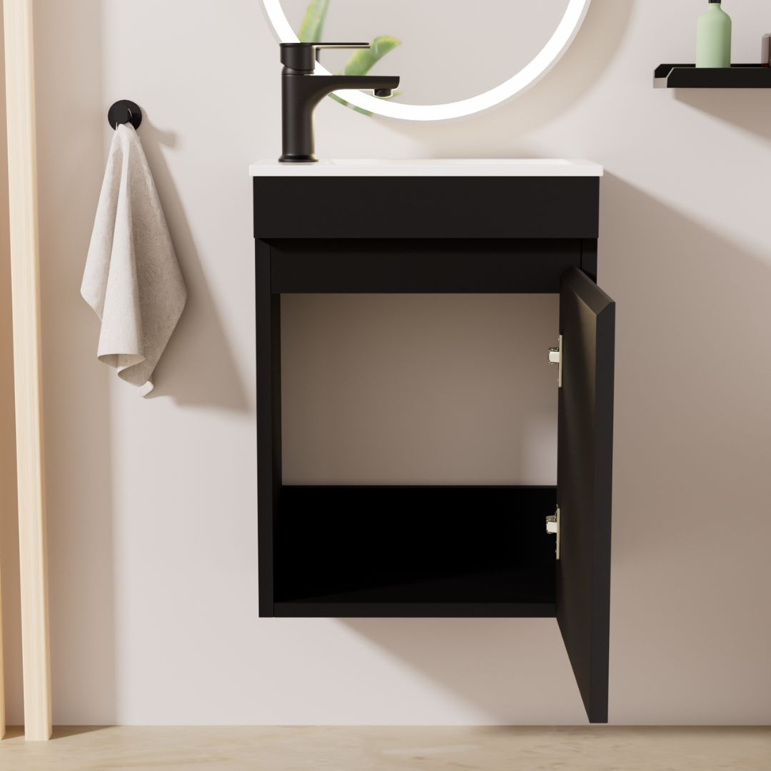 MINO Gäste-WC Waschtisch Set 40cm Schwarz