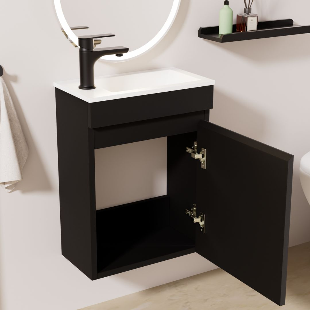 MINO Gäste-WC Waschtisch Set 40cm Schwarz