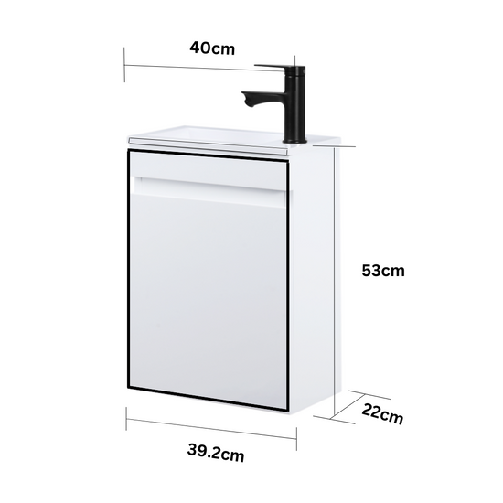 MINO Gäste-WC Waschtisch Set 40cm Hochglanz Weiß