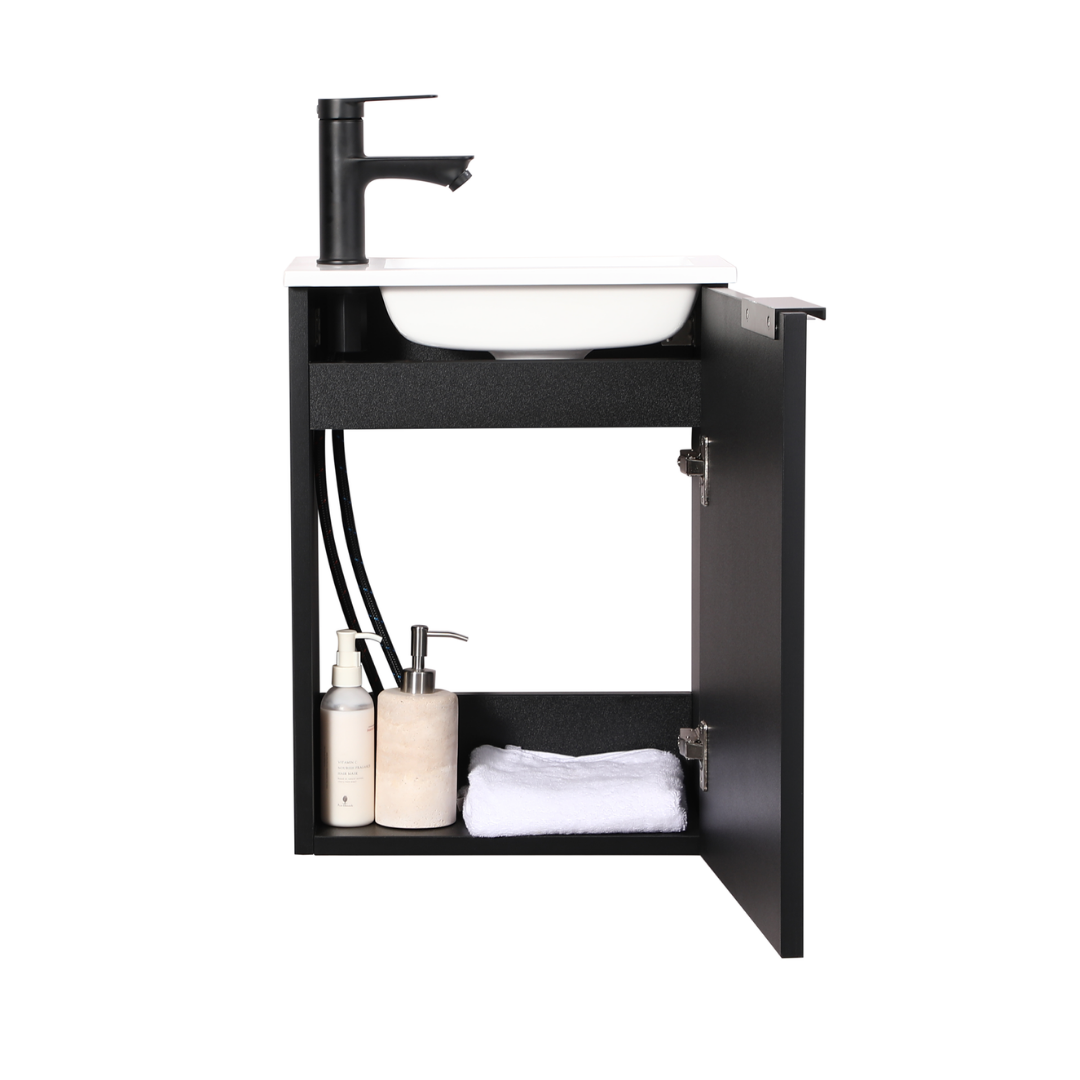 MOLI Gäste-WC Waschtisch Set 40cm Schwarz mit Griff