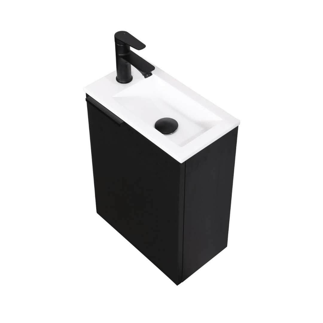 MOLI Gäste-WC Waschtisch Set 40cm Schwarz mit Griff