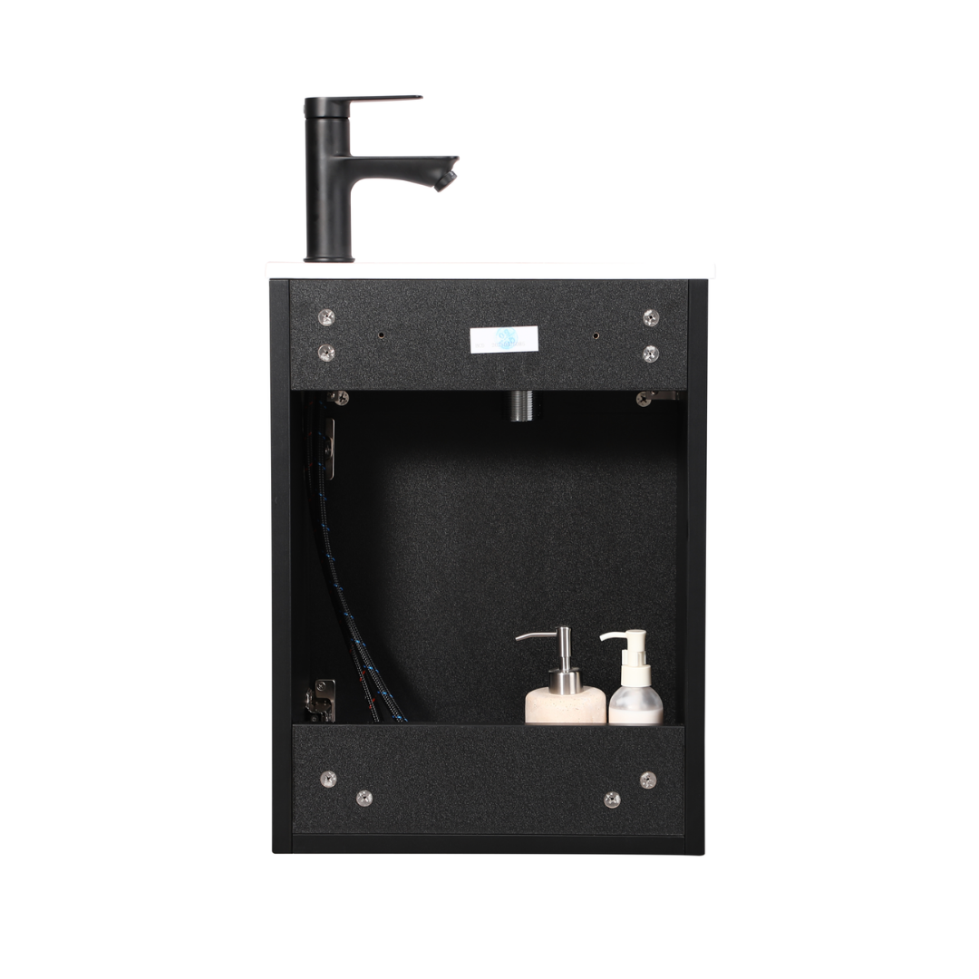 MOLI Gäste-WC Waschtisch Set 40cm Schwarz mit Griff