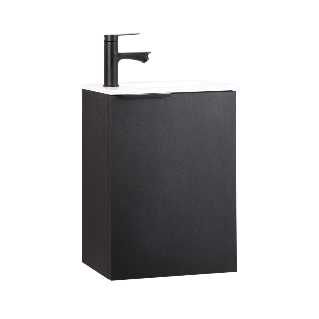MOLI Gäste-WC Waschtisch Set 40cm Schwarz mit Griff