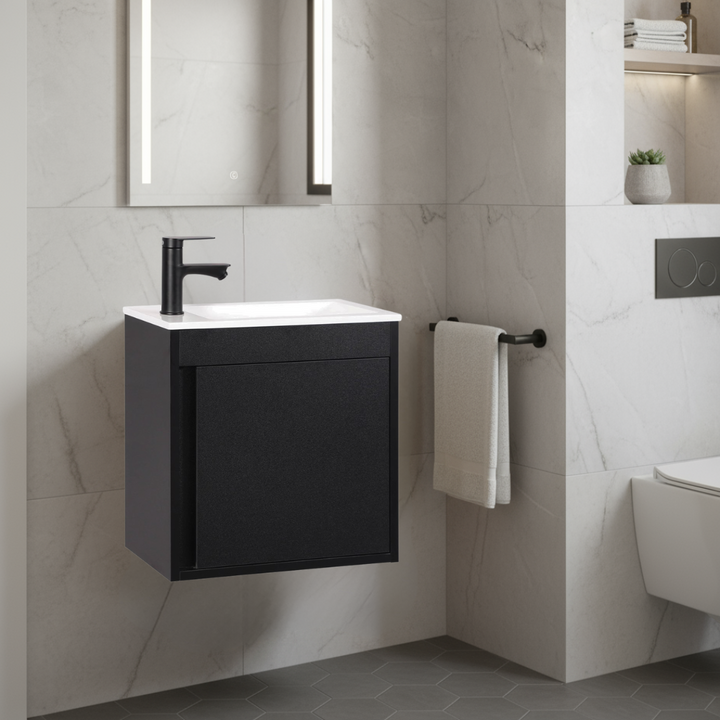 NERO Gäste-WC Waschtisch Set 50cm Schwarz
