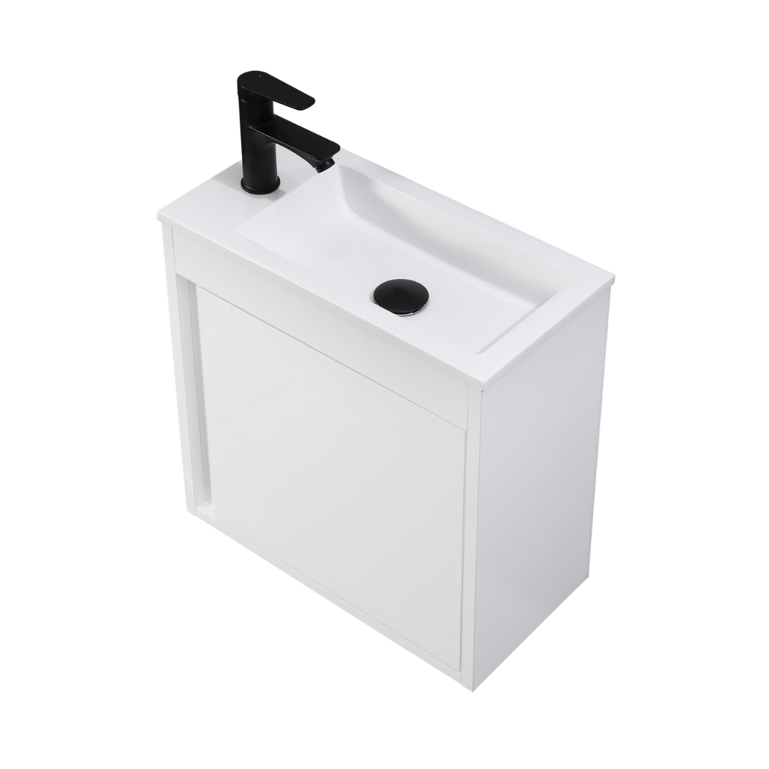 NERO Gäste-WC Waschtisch Set 50cm Hochglanz Weiß