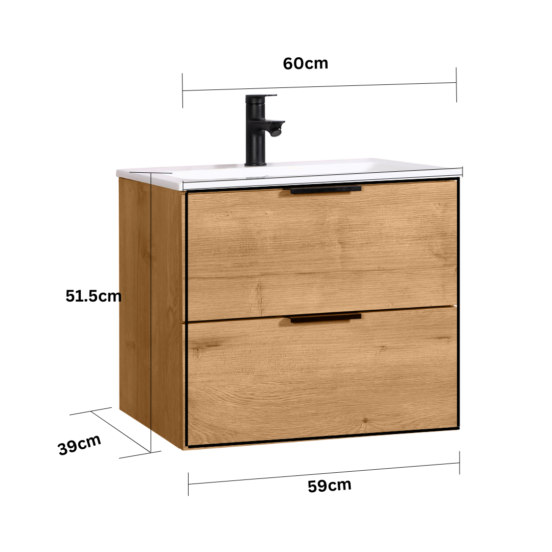 Kometmöbel Vanity 60 cm 2 Soft-Closing Oak