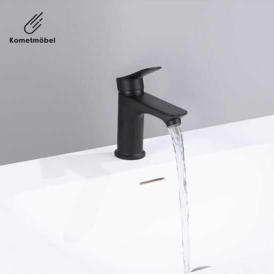 Waschbecken Armatur Schwarz, 15cm Höhe