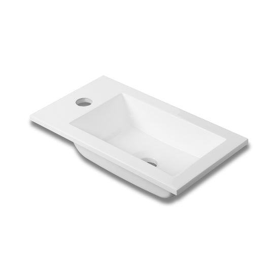 MINO Gäste-WC Waschtisch Set 40cm Hochglanz Weiß mit integrierter Griffleiste