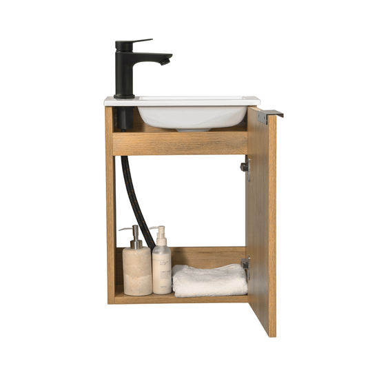 MOLI Juego de Mueble de Lavabo para Aseo de Invitados 40cm Roble con Tirador