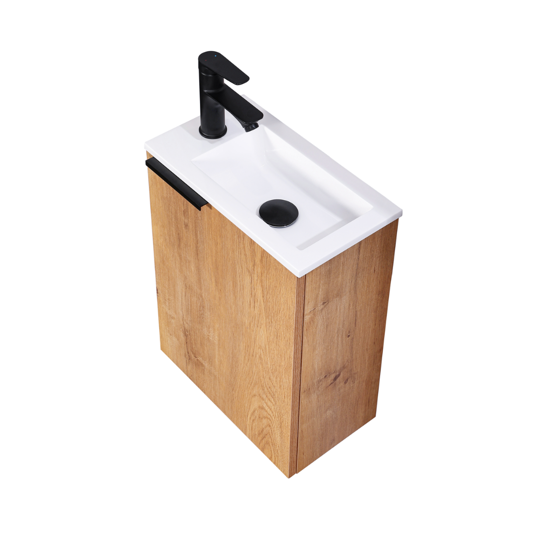 MOLI Juego de Mueble de Lavabo para Aseo de Invitados 40cm Roble con Tirador