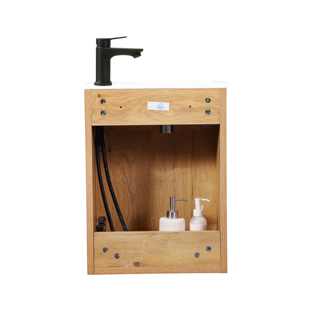 MOLI Juego de Mueble de Lavabo para Aseo de Invitados 40cm Roble con Tirador