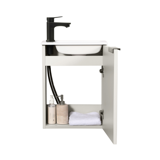 Ensemble lavabo WC invités MOLI 40 cm cachemire avec poignée