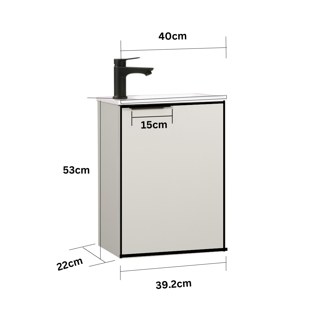 Ensemble lavabo WC invités MOLI 40 cm cachemire avec poignée