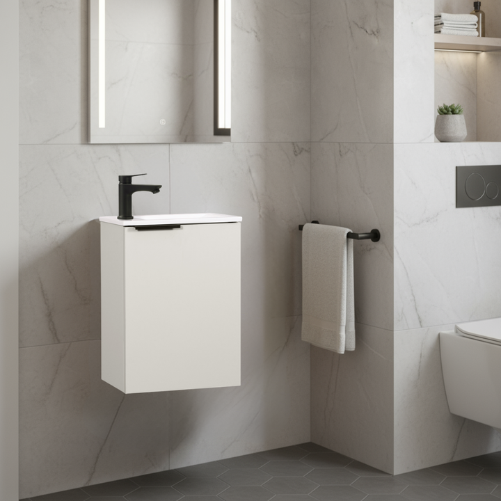 Ensemble lavabo WC invités MOLI 40 cm cachemire avec poignée