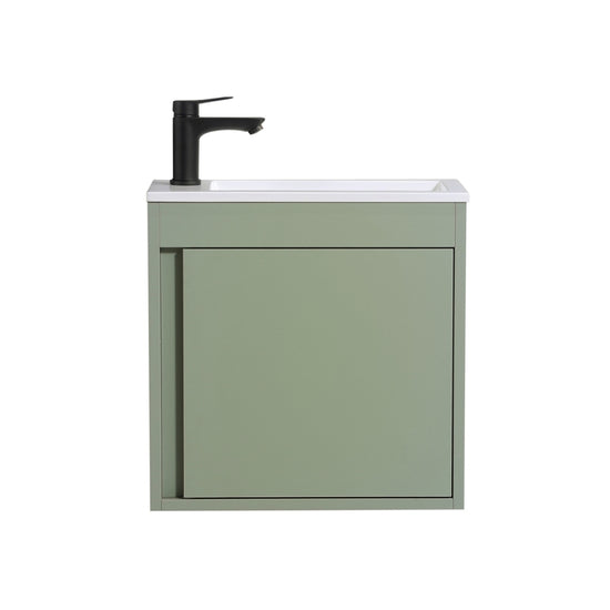 NERO Gäste-WC Waschtisch Set 50cm Grün mit integrierter Griffleiste & Softclose