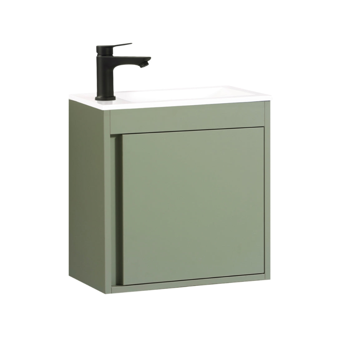 NERO Gäste-WC Waschtisch Set 50cm Grün mit integrierter Griffleiste & Softclose