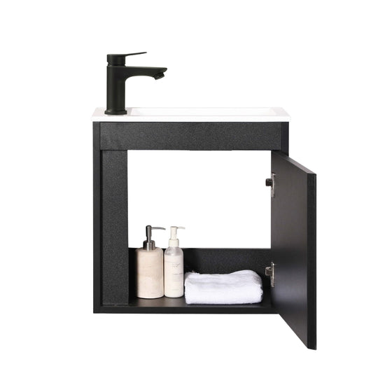 Ensemble lavabo WC invités NERO 50 cm noir