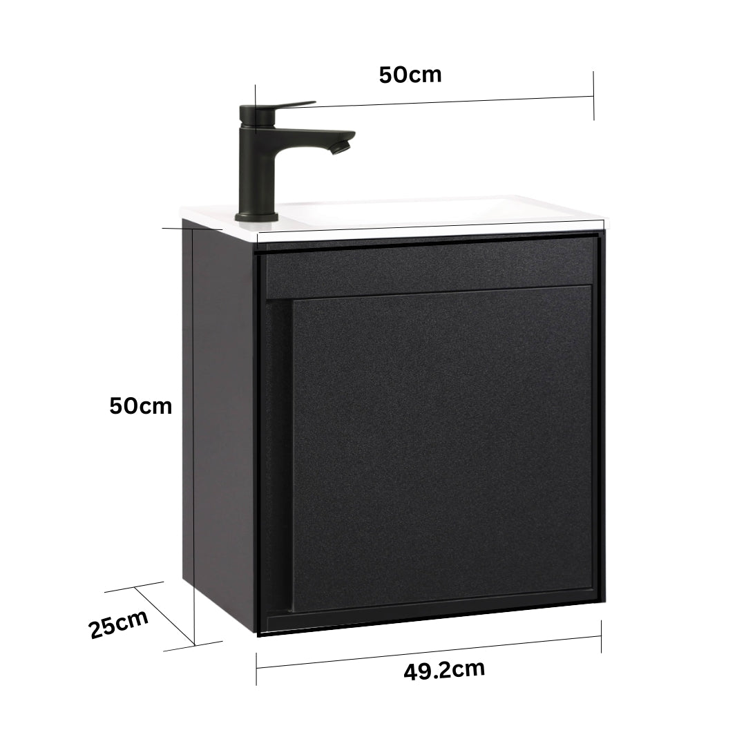 Ensemble lavabo WC invités NERO 50 cm noir