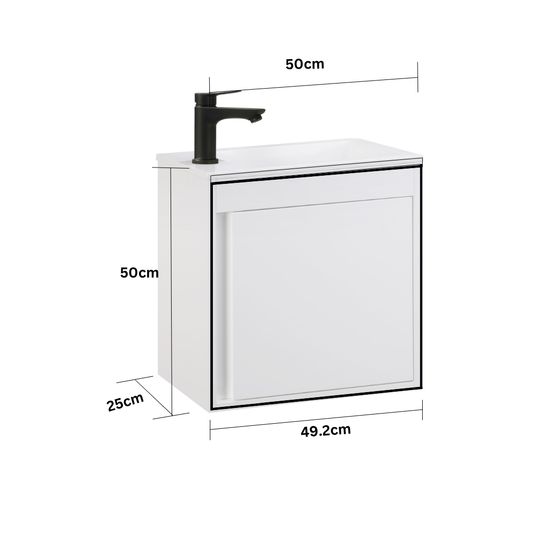 NERO Gäste-WC Waschtisch Set 50cm Weiß