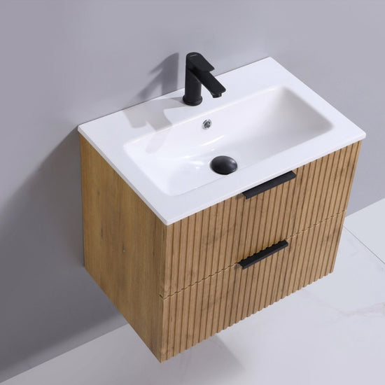 Lavabo ORLO 60cm 2 en chêne à fermeture amortie avec poignée