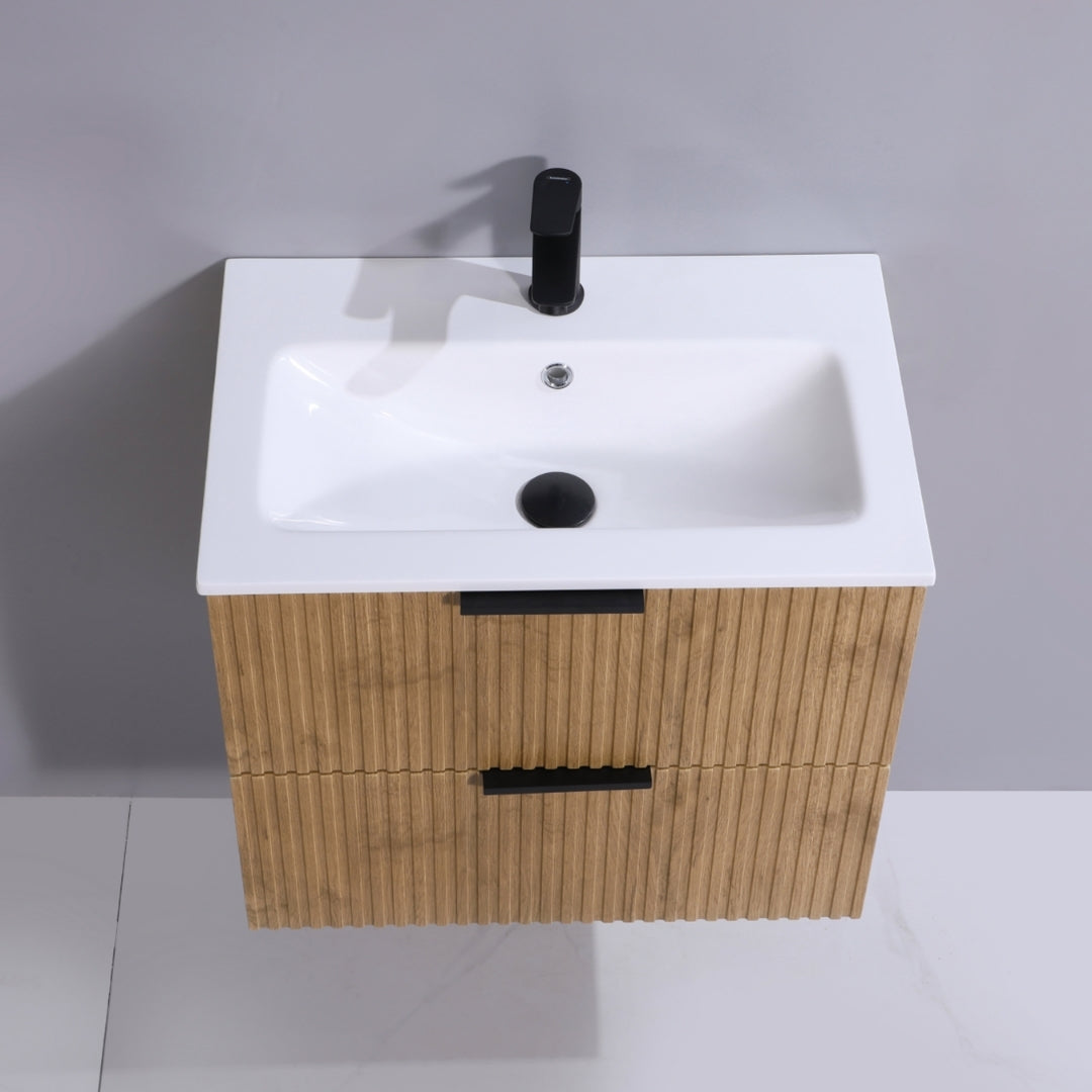 Lavabo ORLO 60cm 2 en chêne à fermeture amortie avec poignée