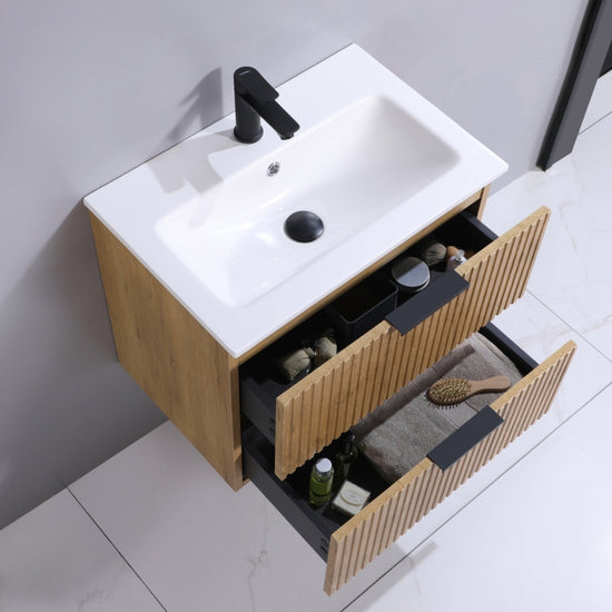 Lavabo ORLO 60cm 2 en chêne à fermeture amortie avec poignée