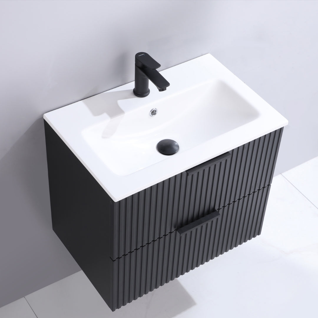 ORLO II Waschtischunterschrank 60cm Schwarz mit Softclose & Metallgriff