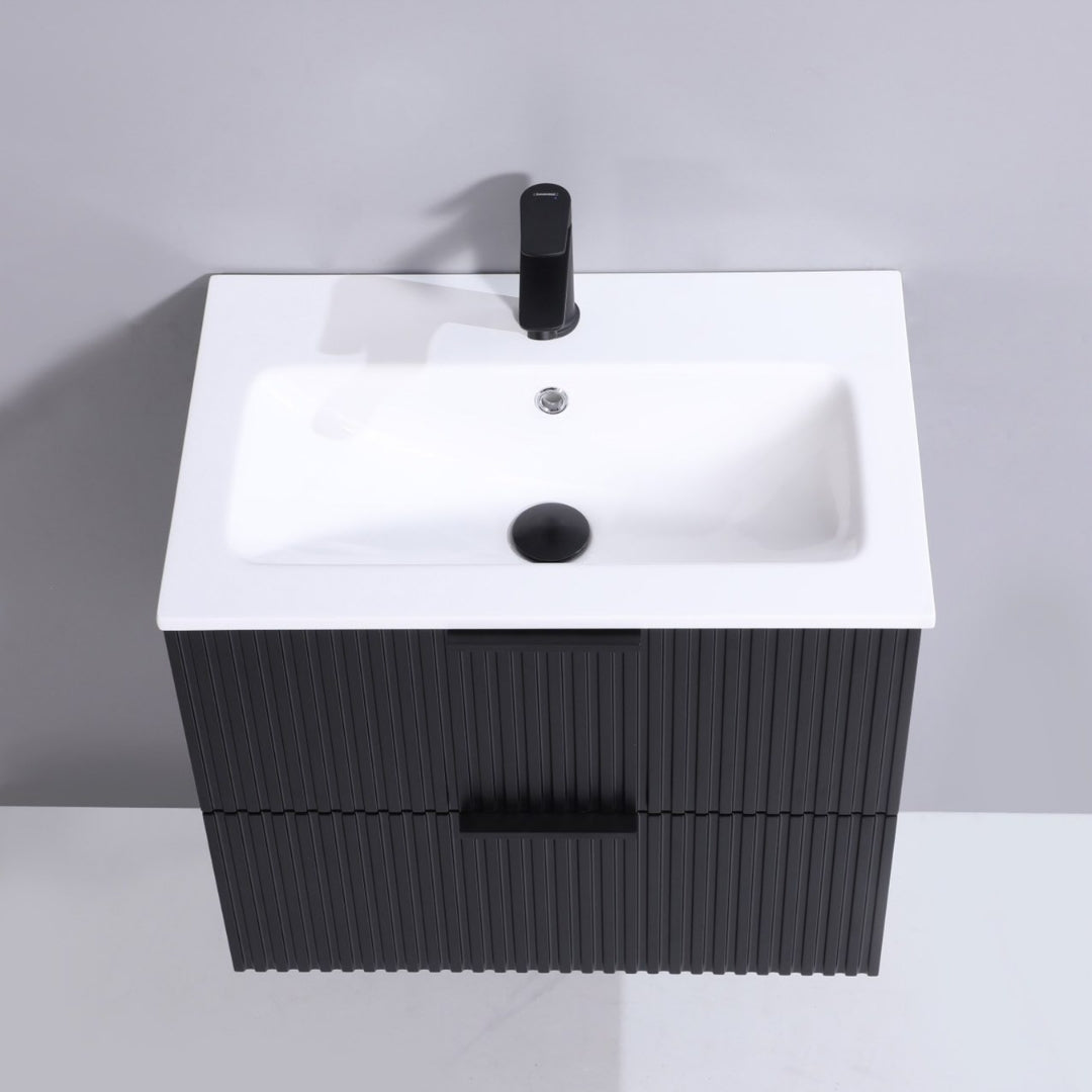 ORLO II Waschtischunterschrank 60cm Schwarz mit Softclose & Metallgriff