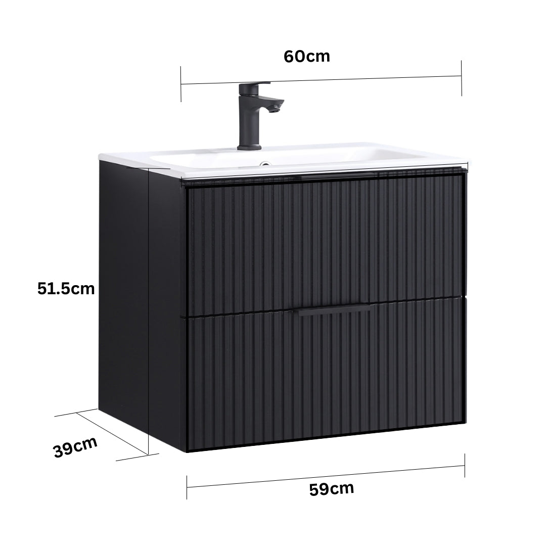 ORLO II Waschtischunterschrank 60cm Schwarz mit Softclose & Metallgriff