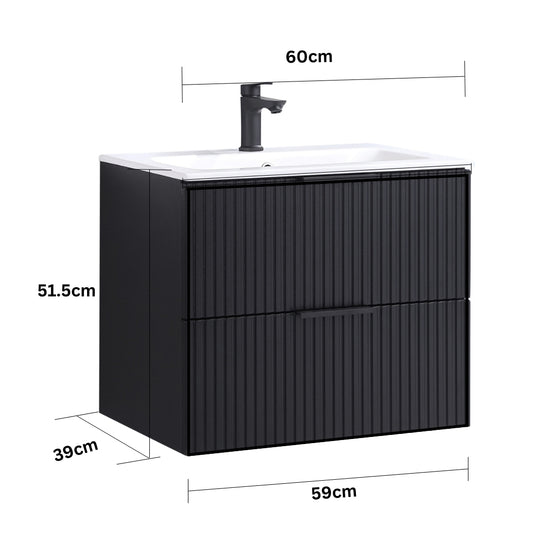 ORLO II Waschtischunterschrank 60cm Schwarz mit Softclose & Metallgriff