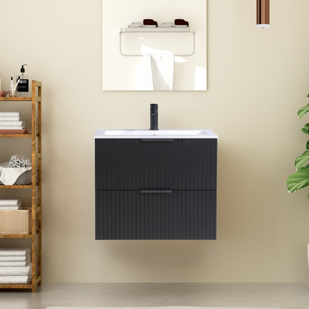 ORLO II Waschtischunterschrank 60cm Schwarz mit Softclose & Metallgriff