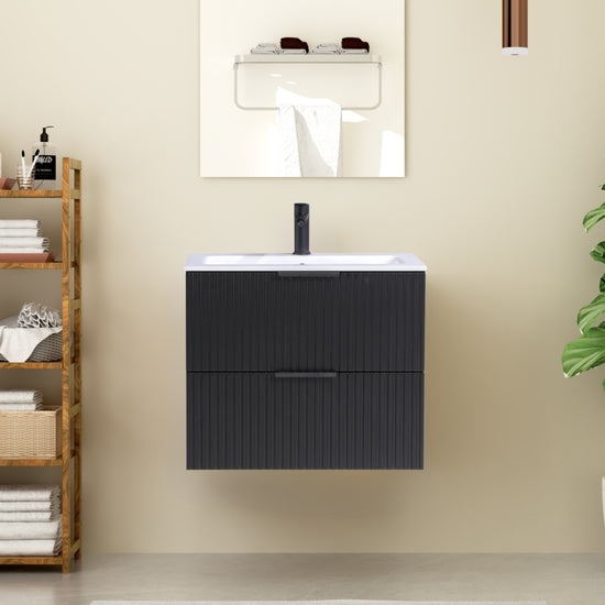 ORLO II Waschtischunterschrank 60cm Schwarz mit Softclose & Metallgriff